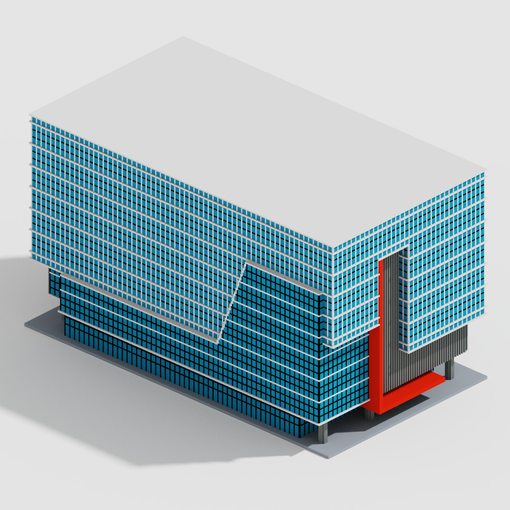 Voxel Modern Buildings Pack Low-poly 3D model_8
