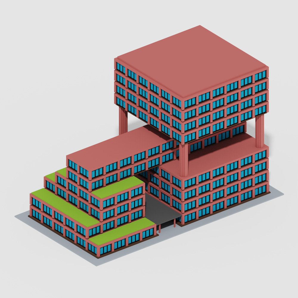 Voxel Modern Buildings Pack Low-poly 3D model_20