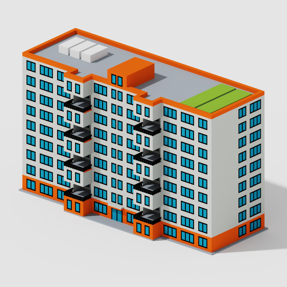 Voxel Modern Buildings Pack Low-poly 3D model_21