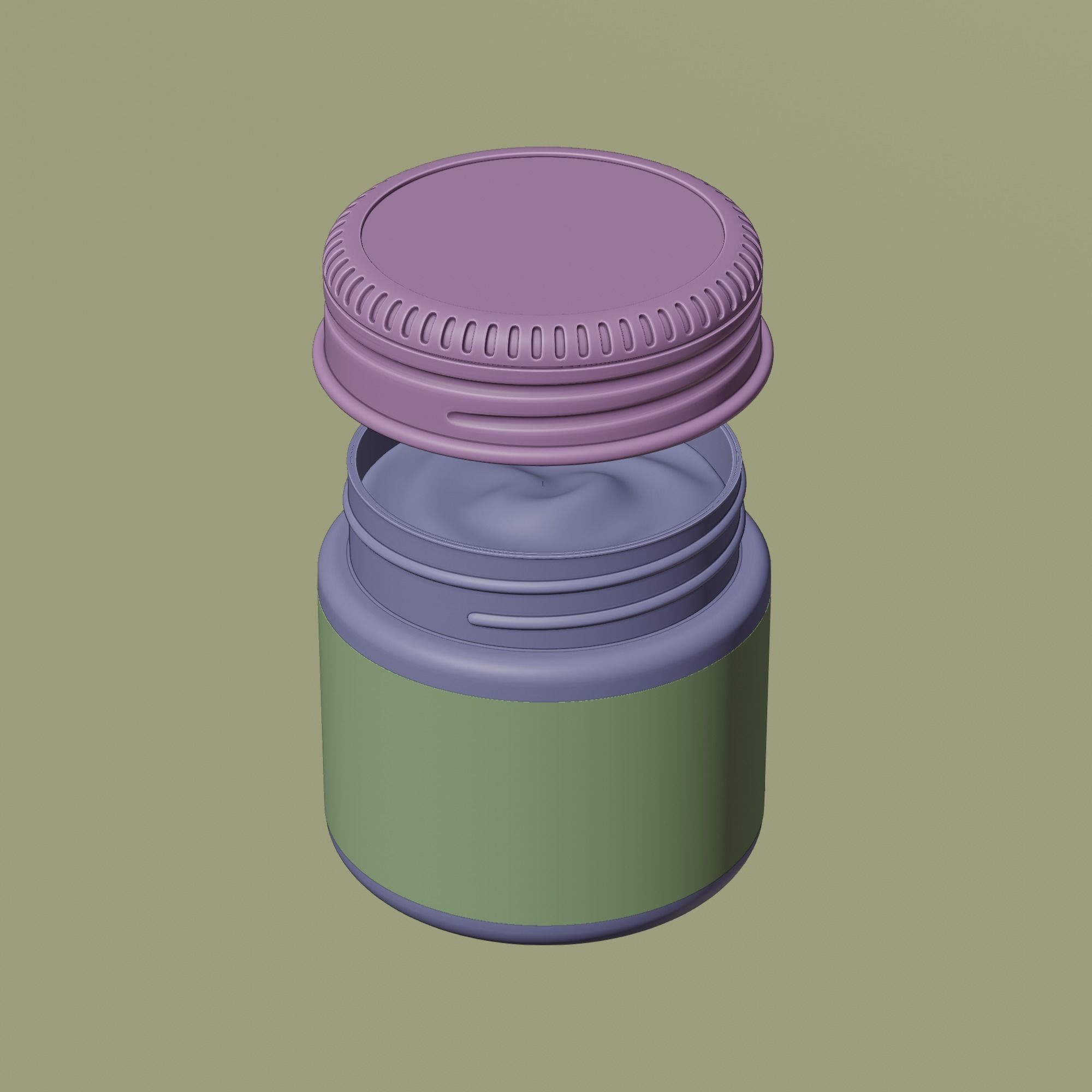 Cream Jar 01 Low-poly 3D model_4