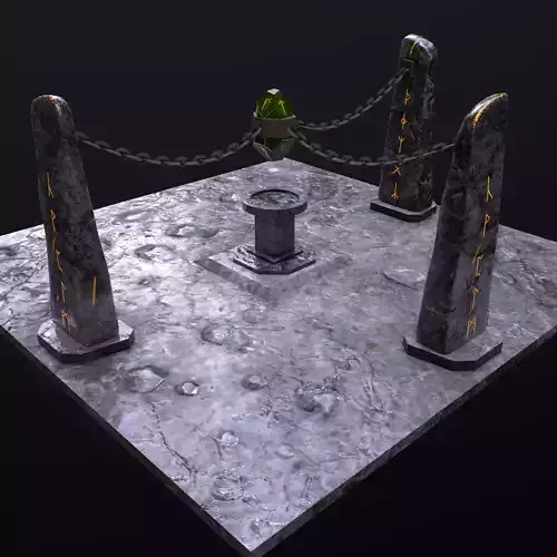 Chained Runic Stone and Altar Low-poly 3D model