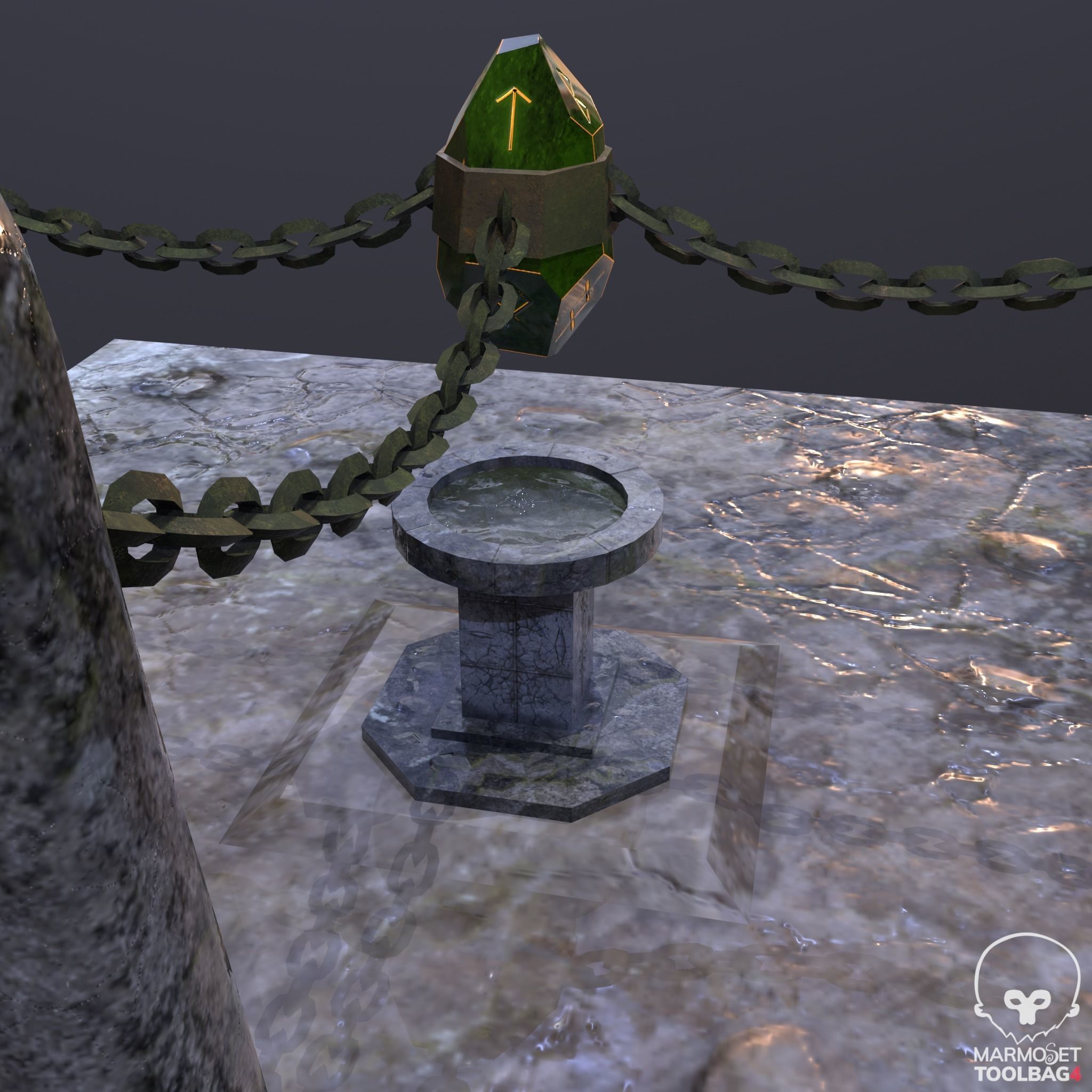 Chained Runic Stone and Altar Low-poly 3D model_10