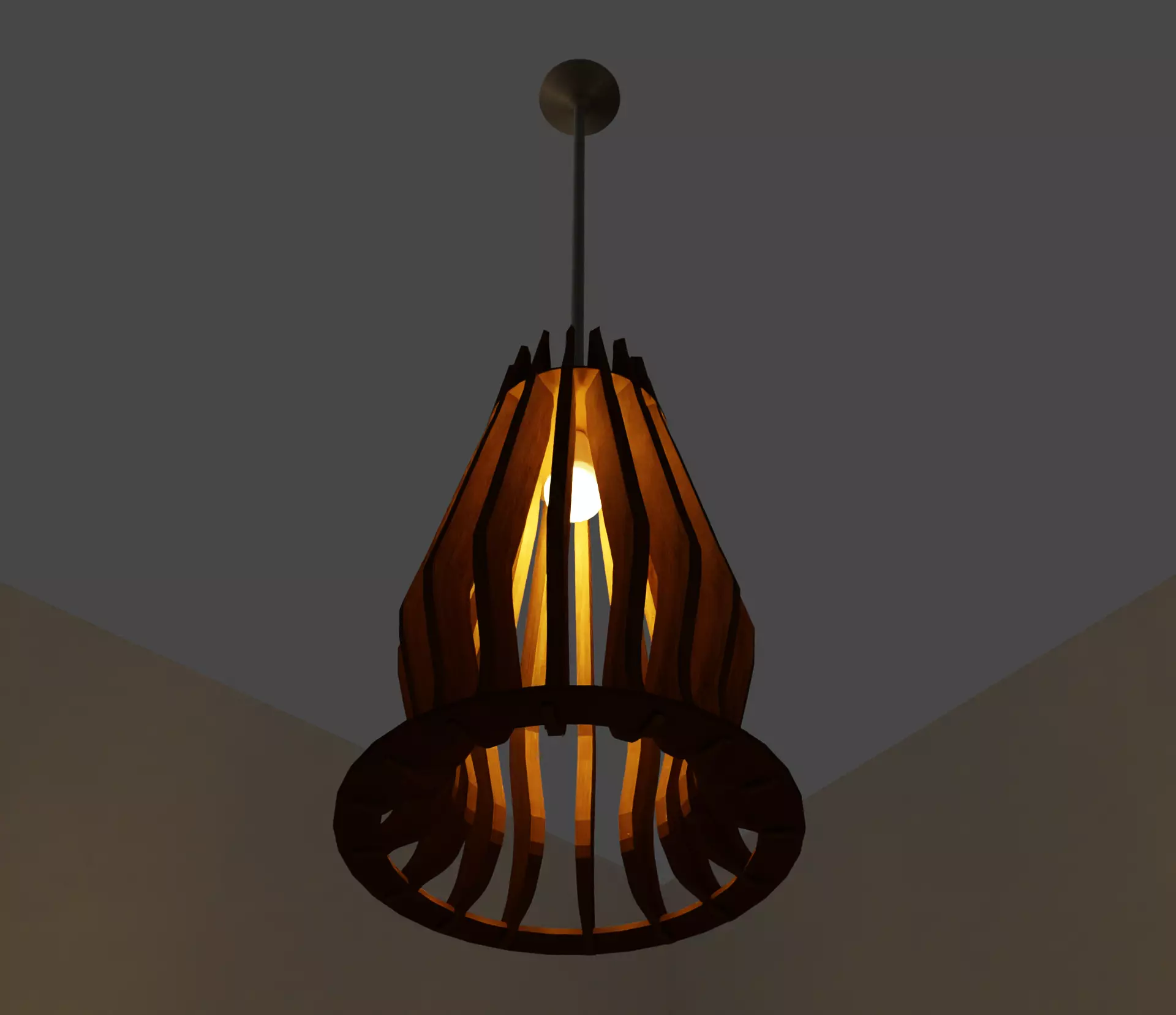 Wooden chandelier Free 3D model_0