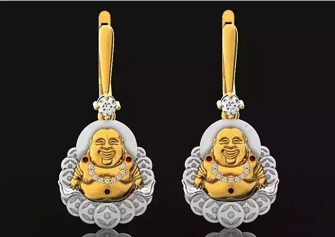 earrings smiling buddha  with coins 553