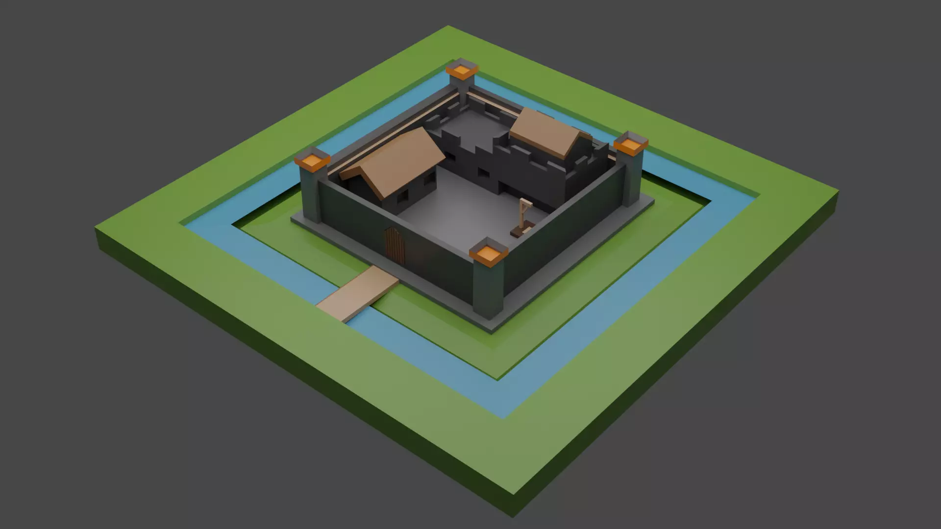 Castle house Free low-poly 3D model