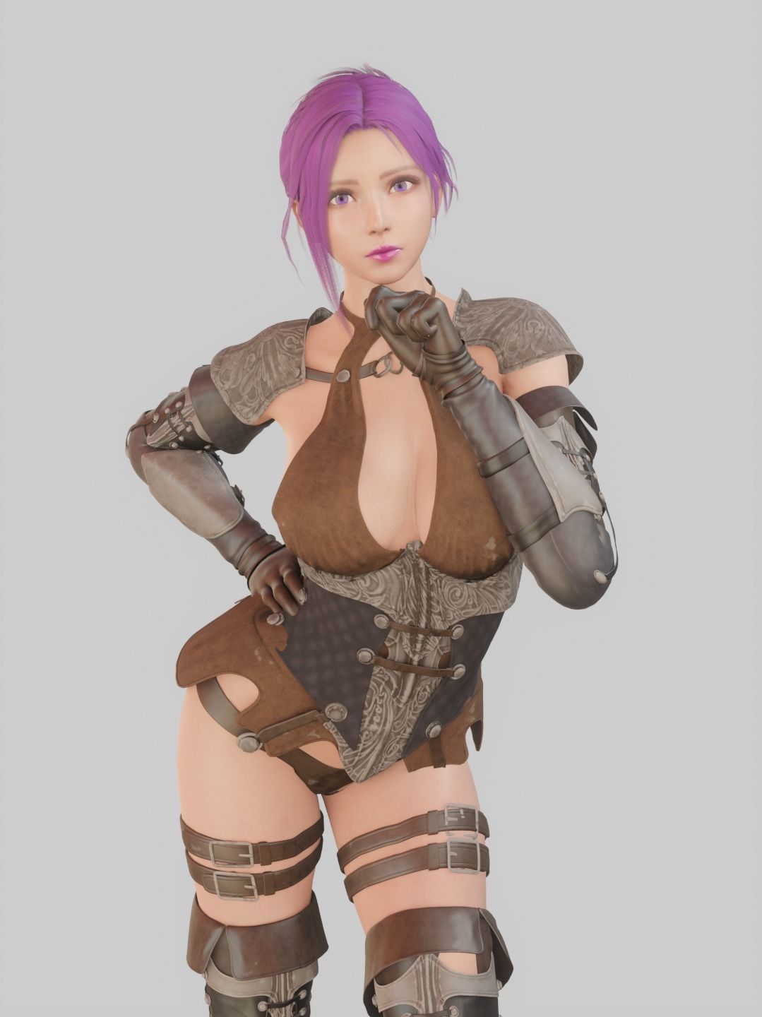 Naked Female Warrior Character Low-poly 3D model_12