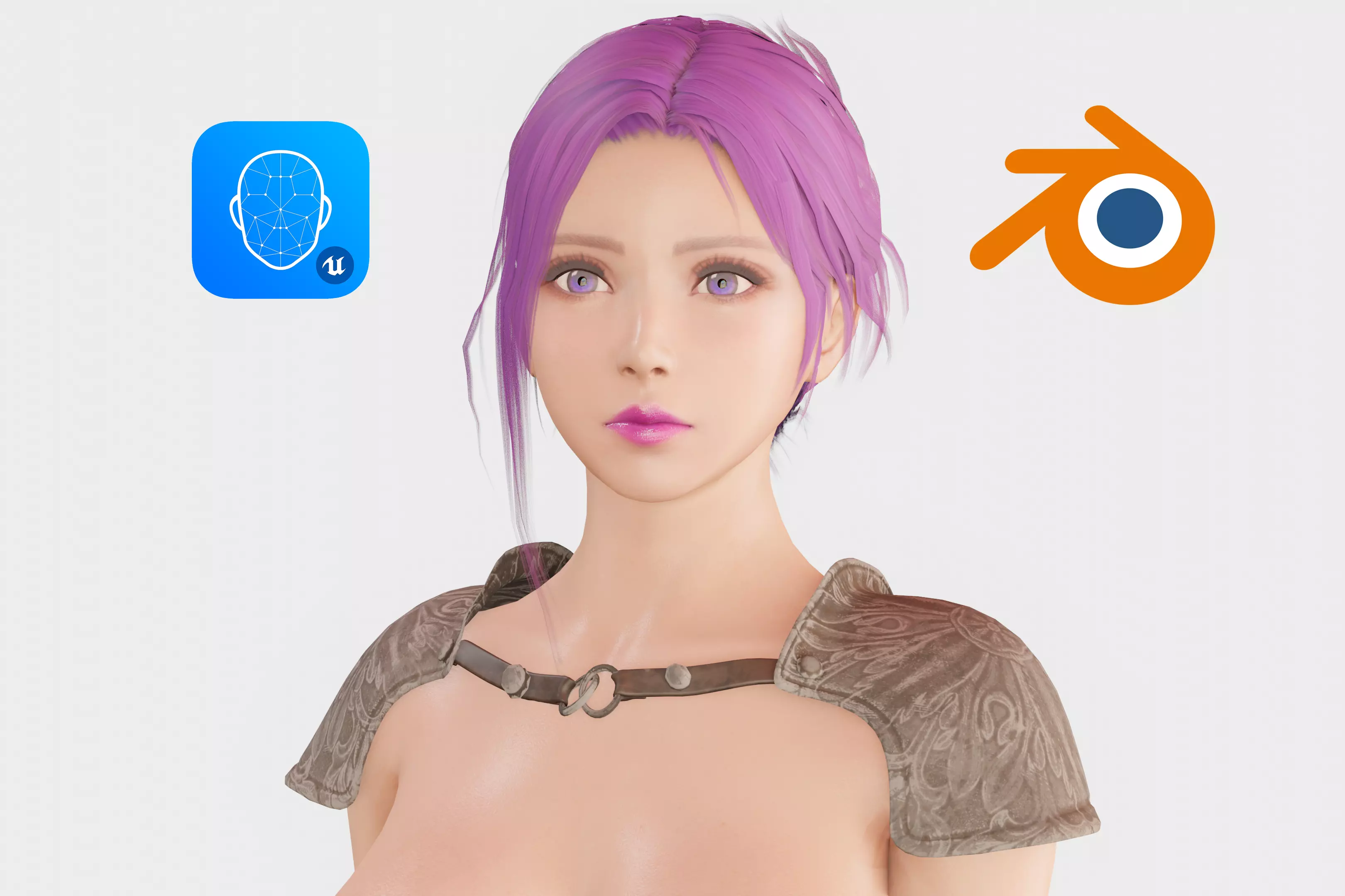 Naked Female Warrior Character Low-poly 3D model_0
