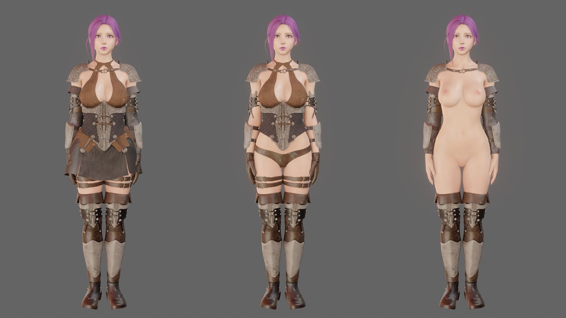 Naked Female Warrior Character Low-poly 3D model_7
