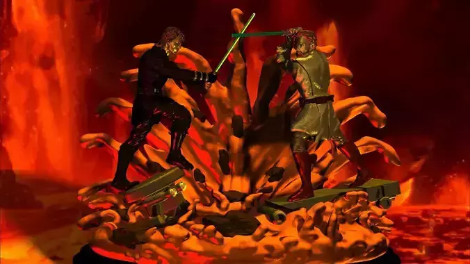 DIORAMA ANAKIN VS OBI WAN KENOBI BATTLE OF MUSTAFAR 3D print model