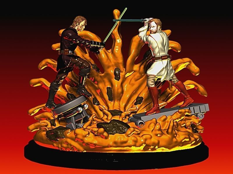 DIORAMA ANAKIN VS OBI WAN KENOBI BATTLE OF MUSTAFAR 3D print model_1