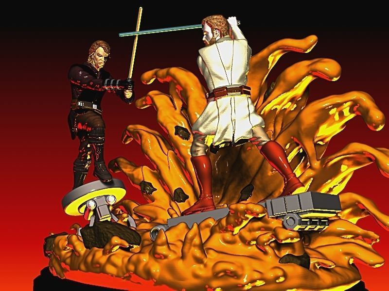 DIORAMA ANAKIN VS OBI WAN KENOBI BATTLE OF MUSTAFAR 3D print model_2