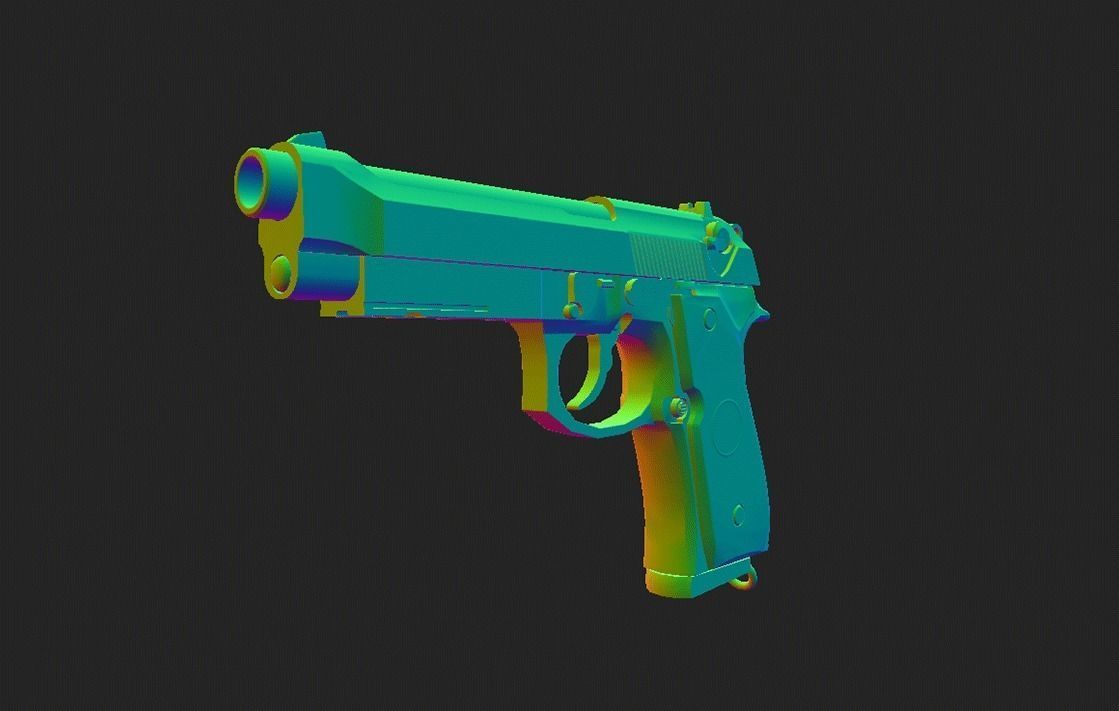 Modern Pistol 7 Low-poly 3D model_9
