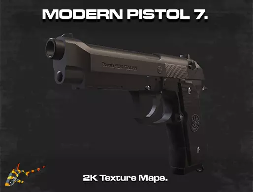 Modern Pistol 7 Low-poly 3D model_0