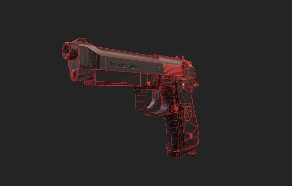 Modern Pistol 7 Low-poly 3D model_5