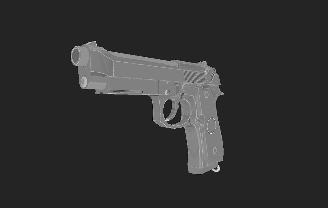 Modern Pistol 7 Low-poly 3D model_8
