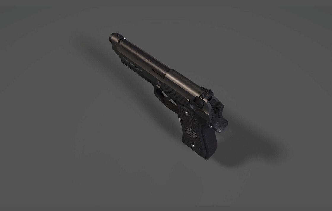 Modern Pistol 7 Low-poly 3D model_1