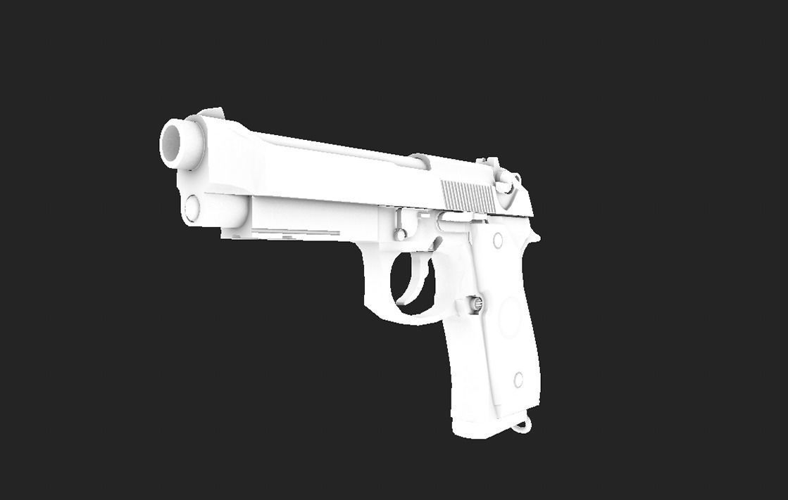 Modern Pistol 7 Low-poly 3D model_7