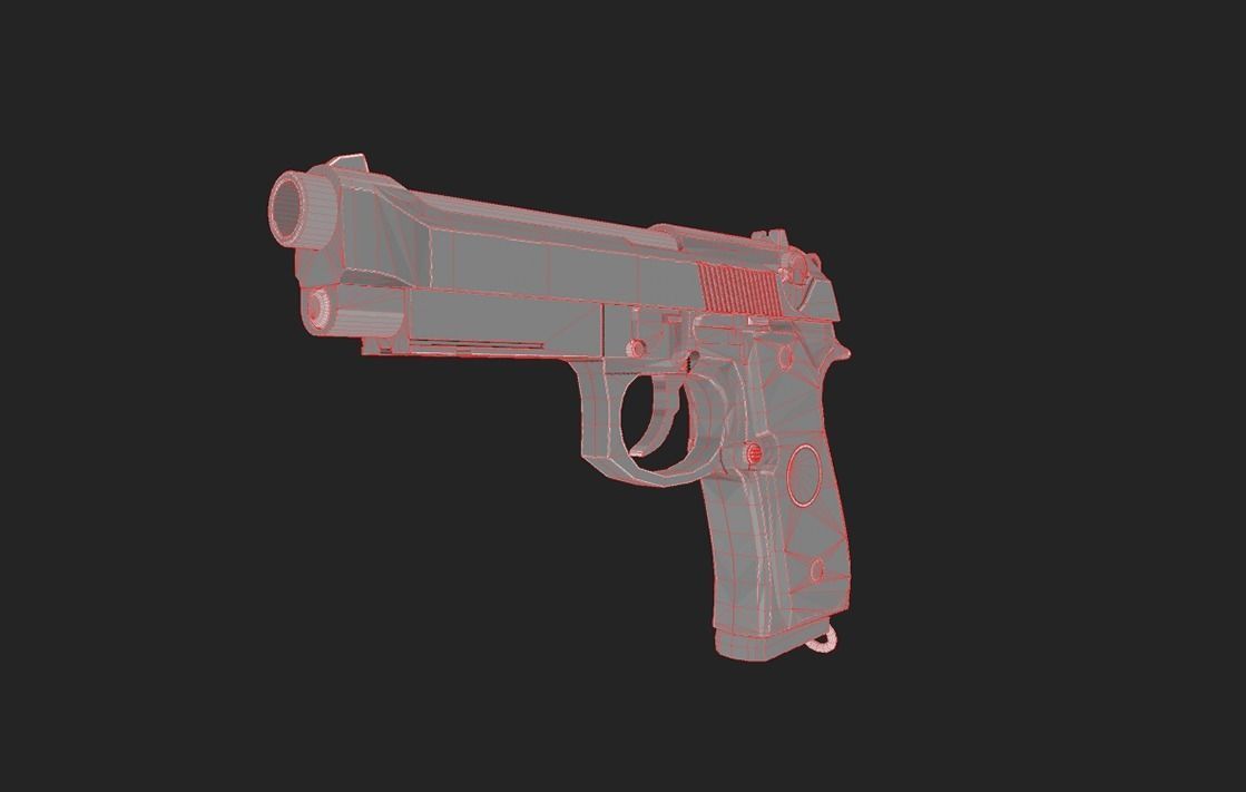 Modern Pistol 7 Low-poly 3D model_6