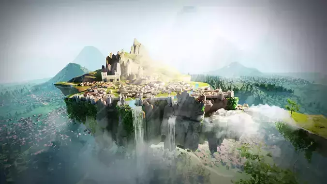 floating island made in blender 3D model