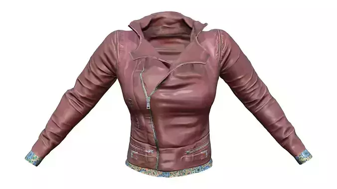 Brown Leather Fashion Biker Jacket Low-poly 3D model