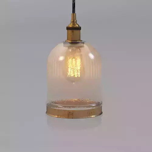 Banded Brass Water Glass Dome Pendant