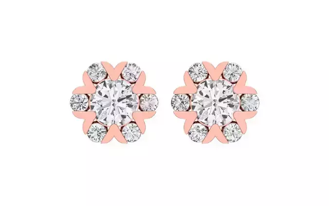 Women Flower Stud Earrings 3dm STL OBJ FBX Renders Details 3D print model