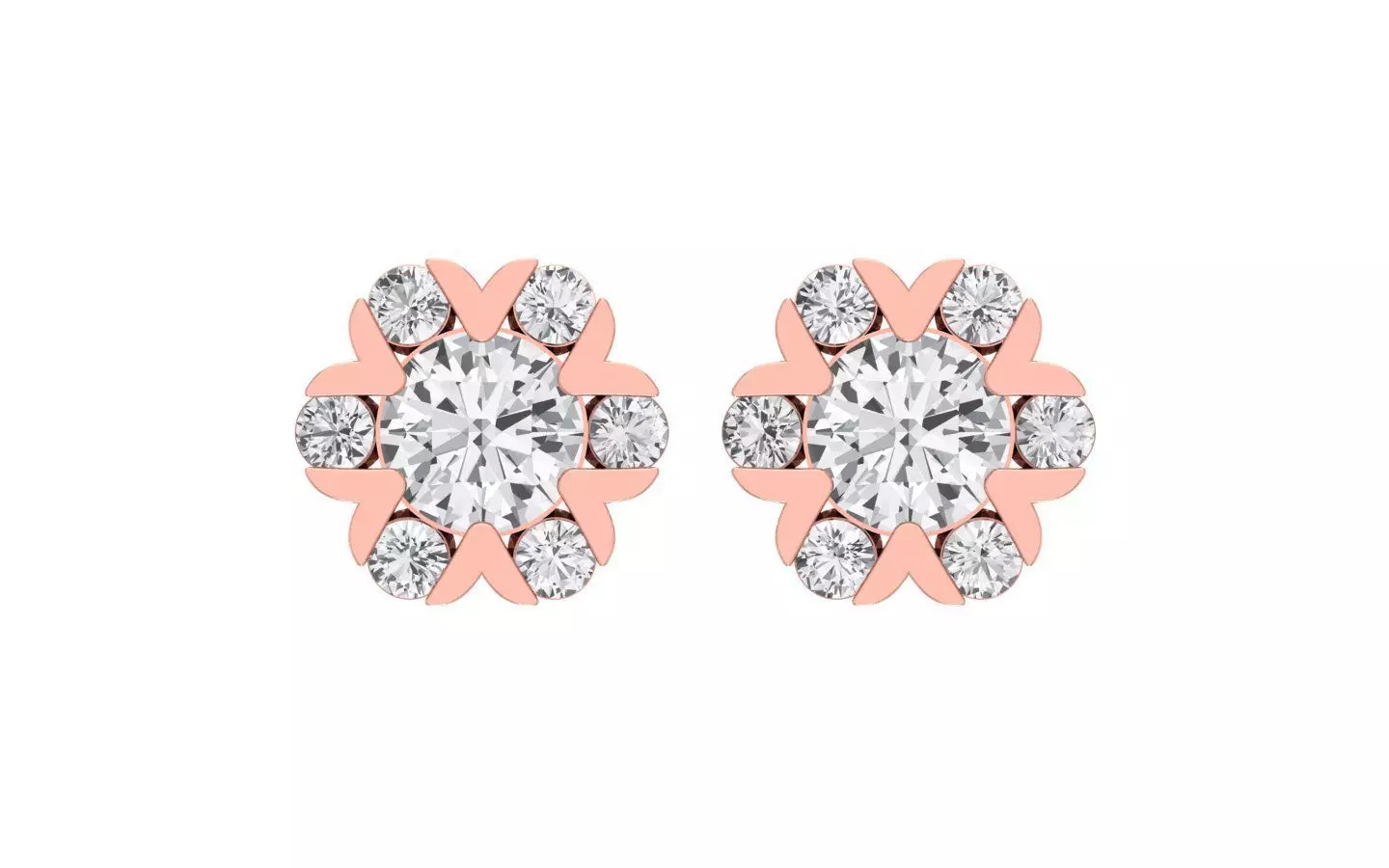 Women Flower Stud Earrings 3dm STL OBJ FBX Renders Details 3D print model