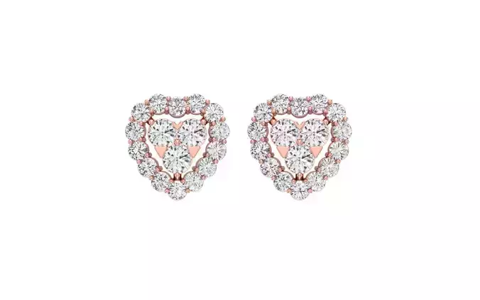Women Stud Heart Earrings 3dm STL OBJ FBX Renders Details