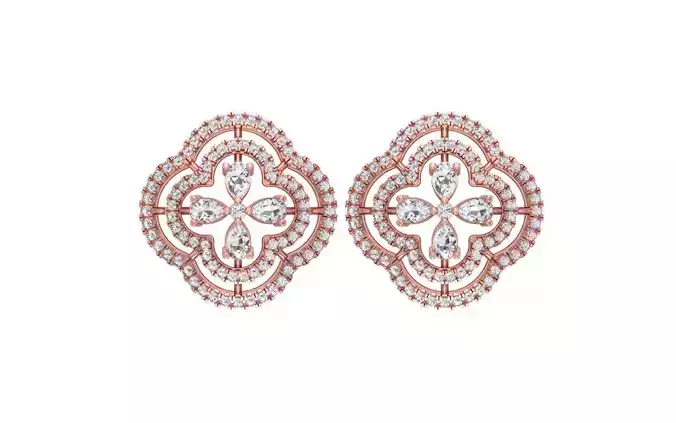 Women Stud Earrings 3dm STL OBJ FBX Renders Details