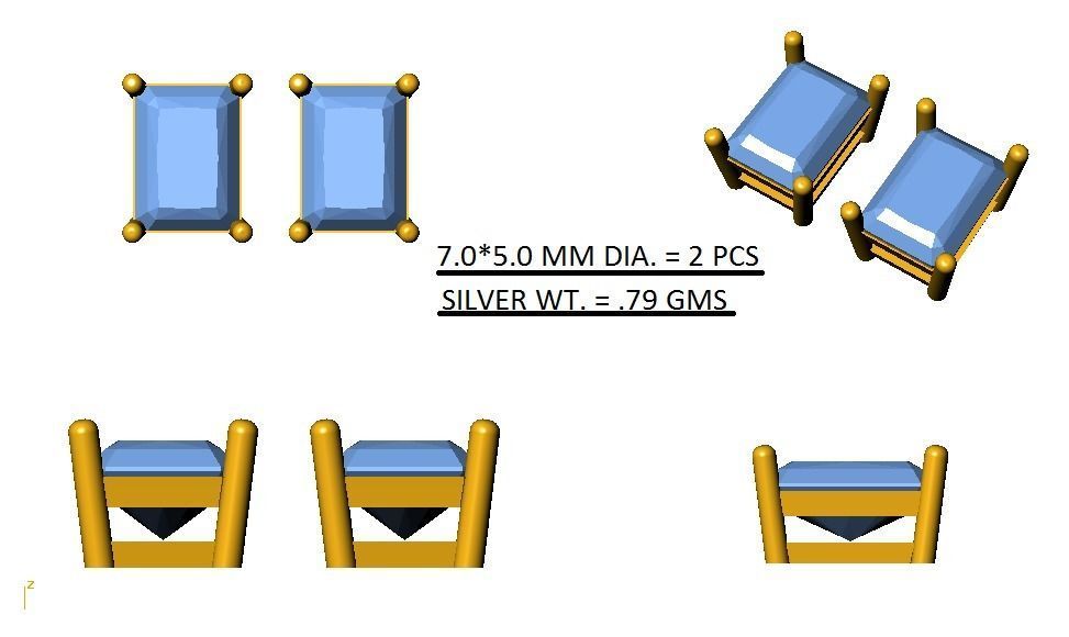 Women Stud Earrings 3dm STL OBJ FBX Renders Details 3D print model_3