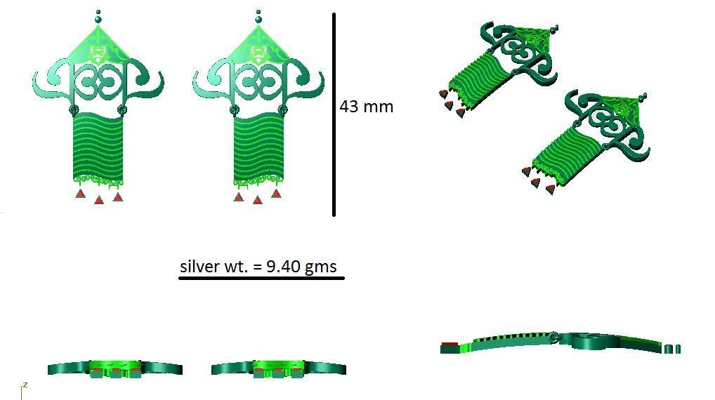 Women Earrings 3dm STL OBJ FBX Renders Details 3D print model_3