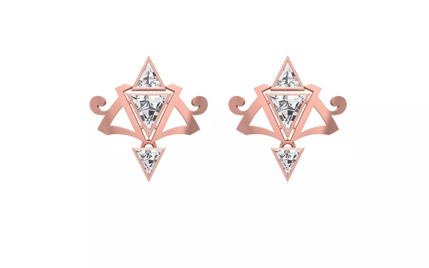 Women Earrings 3dm STL OBJ FBX Renders Details 3D print model_0