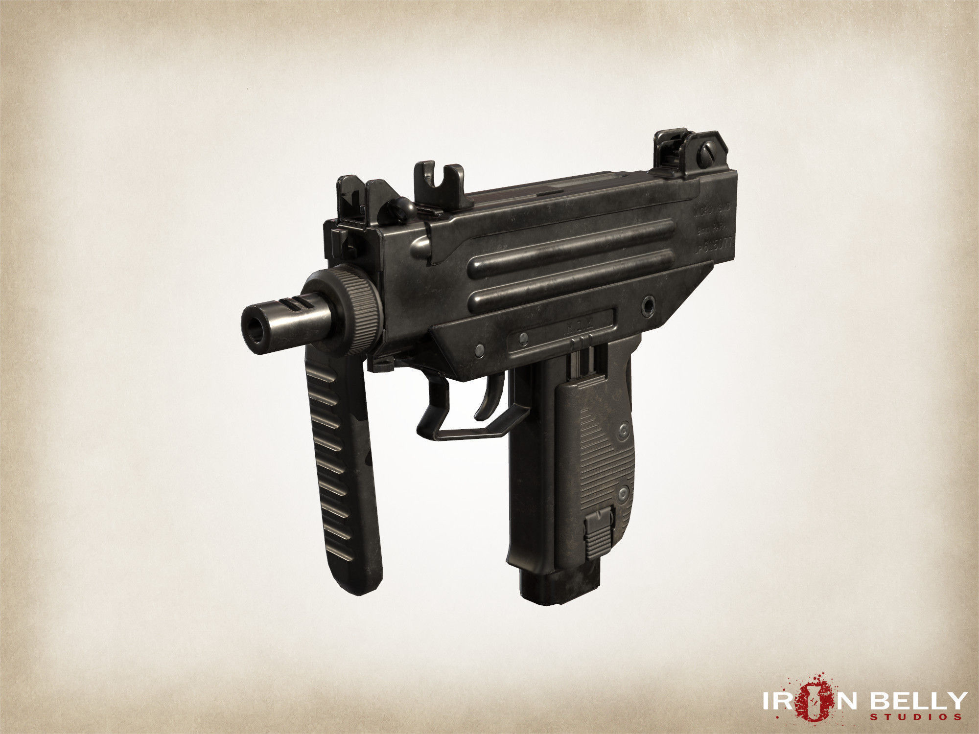 AAA FPS Micro-Uzi  Low-poly 3D model_2