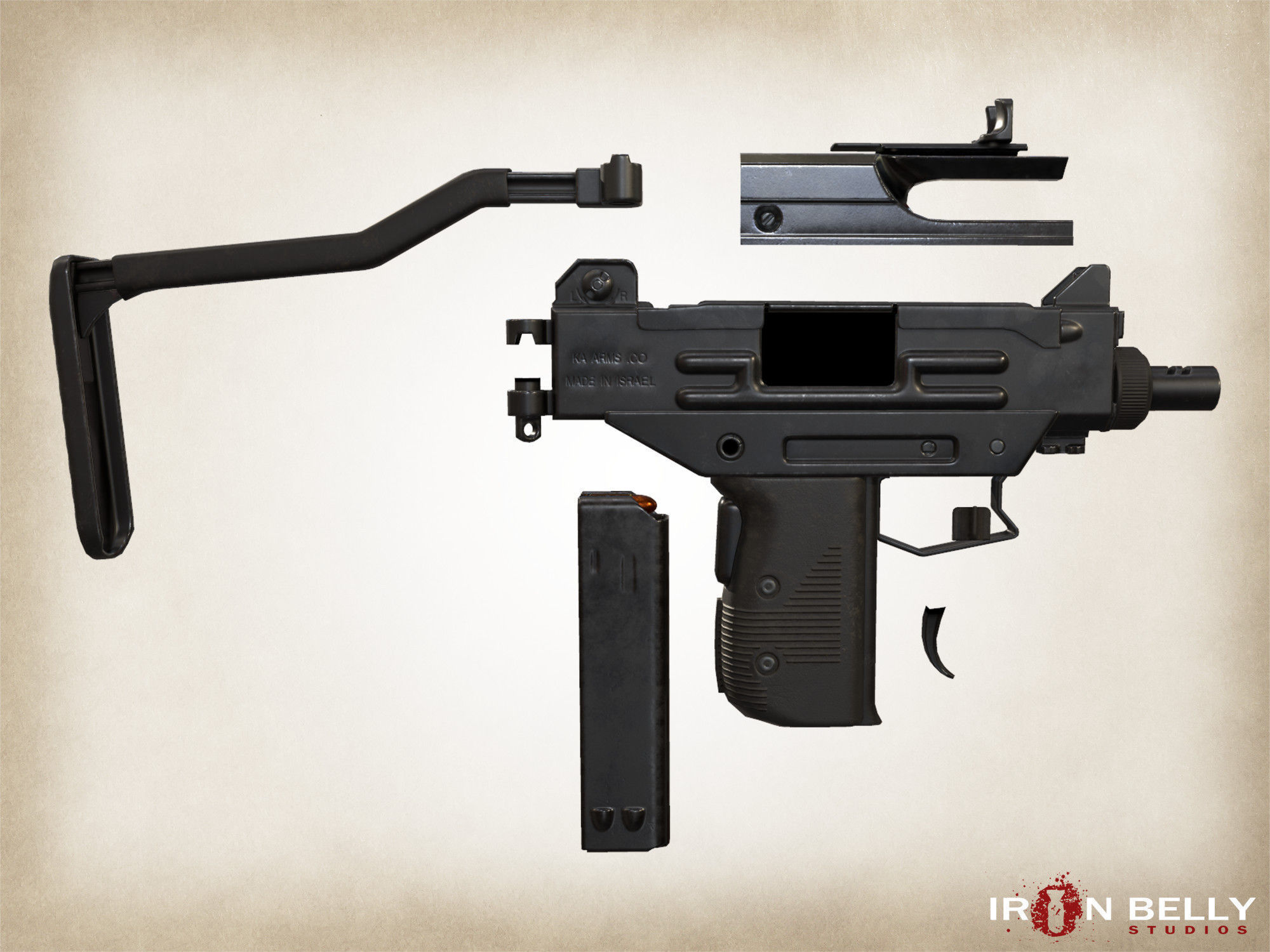 AAA FPS Micro-Uzi  Low-poly 3D model_6