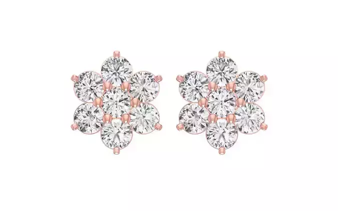 Women Flower Stud Earrings 3dm STL OBJ FBX Renders Details 3D print model
