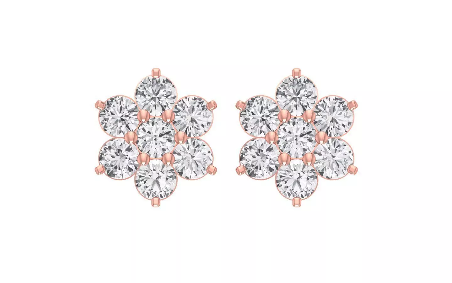 Women Flower Stud Earrings 3dm STL OBJ FBX Renders Details 3D print model