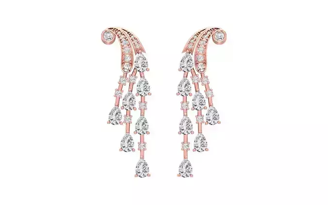 Women Drop  Earrings 3dm STL OBJ FBX Renders Details