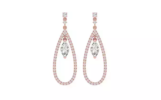 Women Drop  Earrings 3dm STL OBJ FBX Renders Details