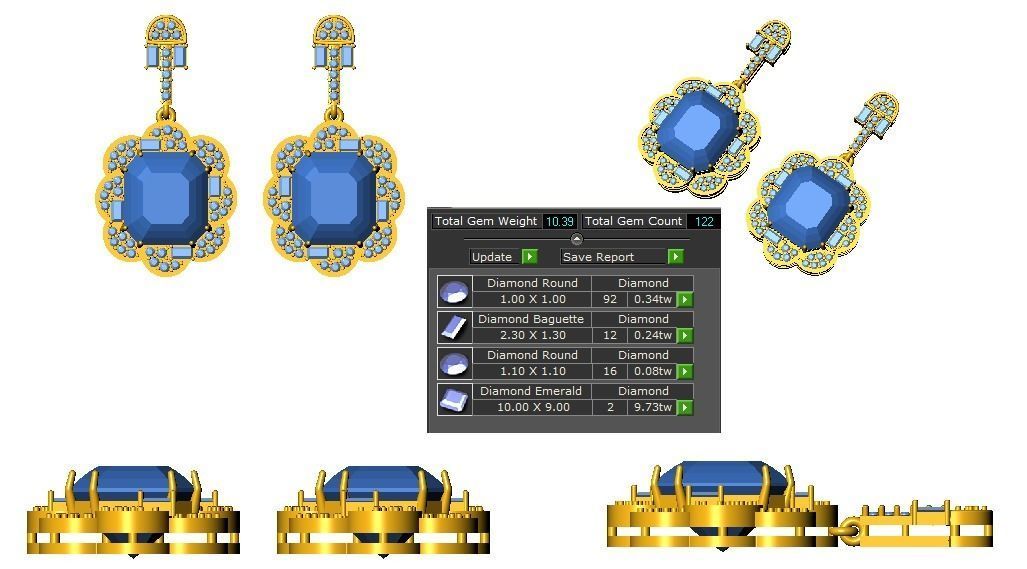 Women Drop  Earrings 3dm STL OBJ FBX Renders Details 3D print model_3