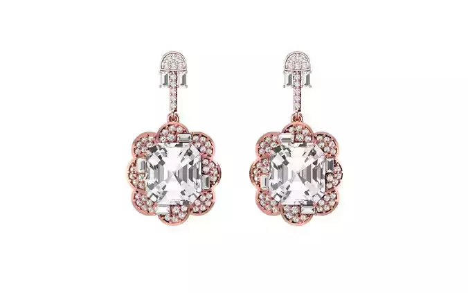 Women Drop  Earrings 3dm STL OBJ FBX Renders Details 3D print model