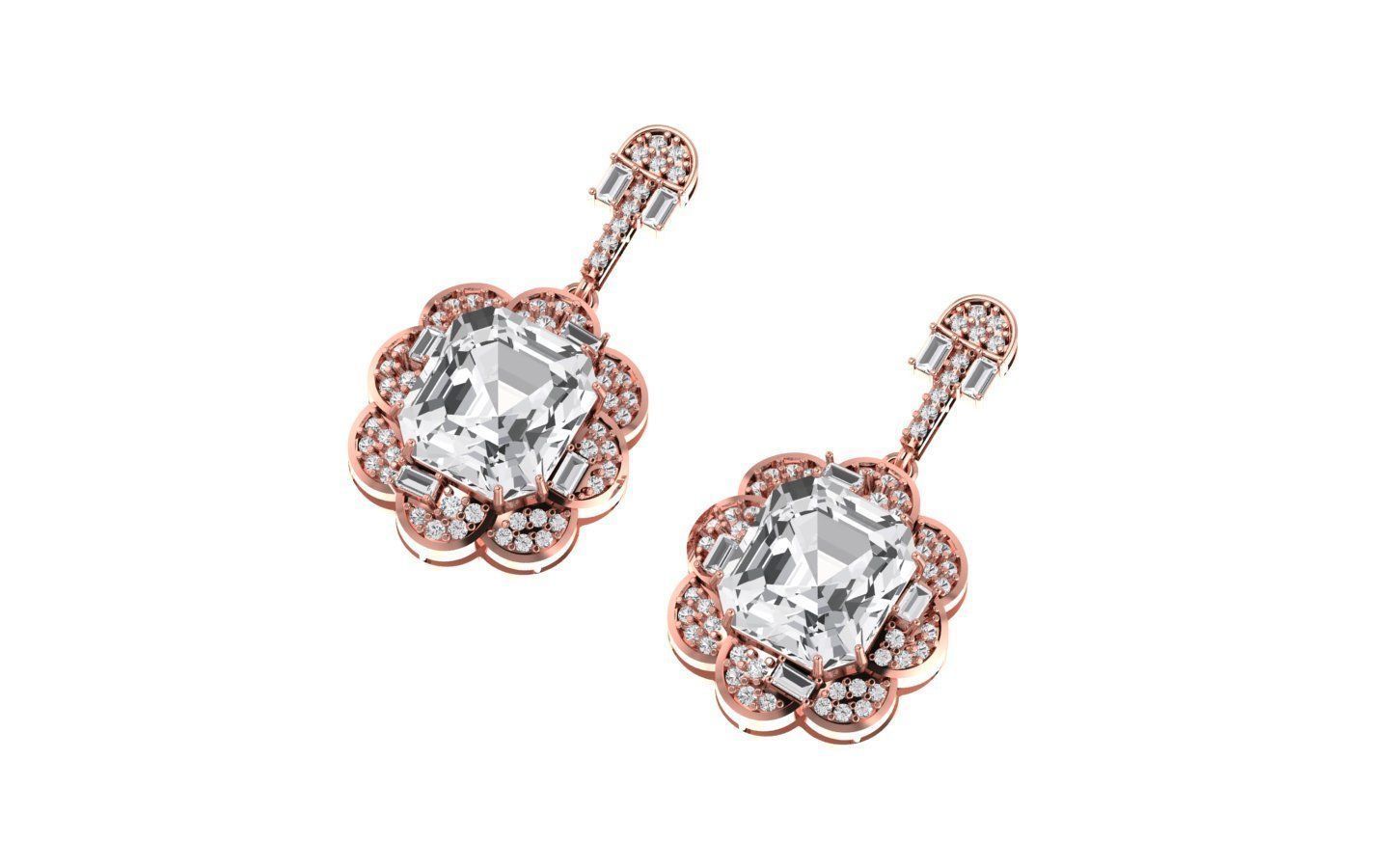 Women Drop  Earrings 3dm STL OBJ FBX Renders Details 3D print model_1