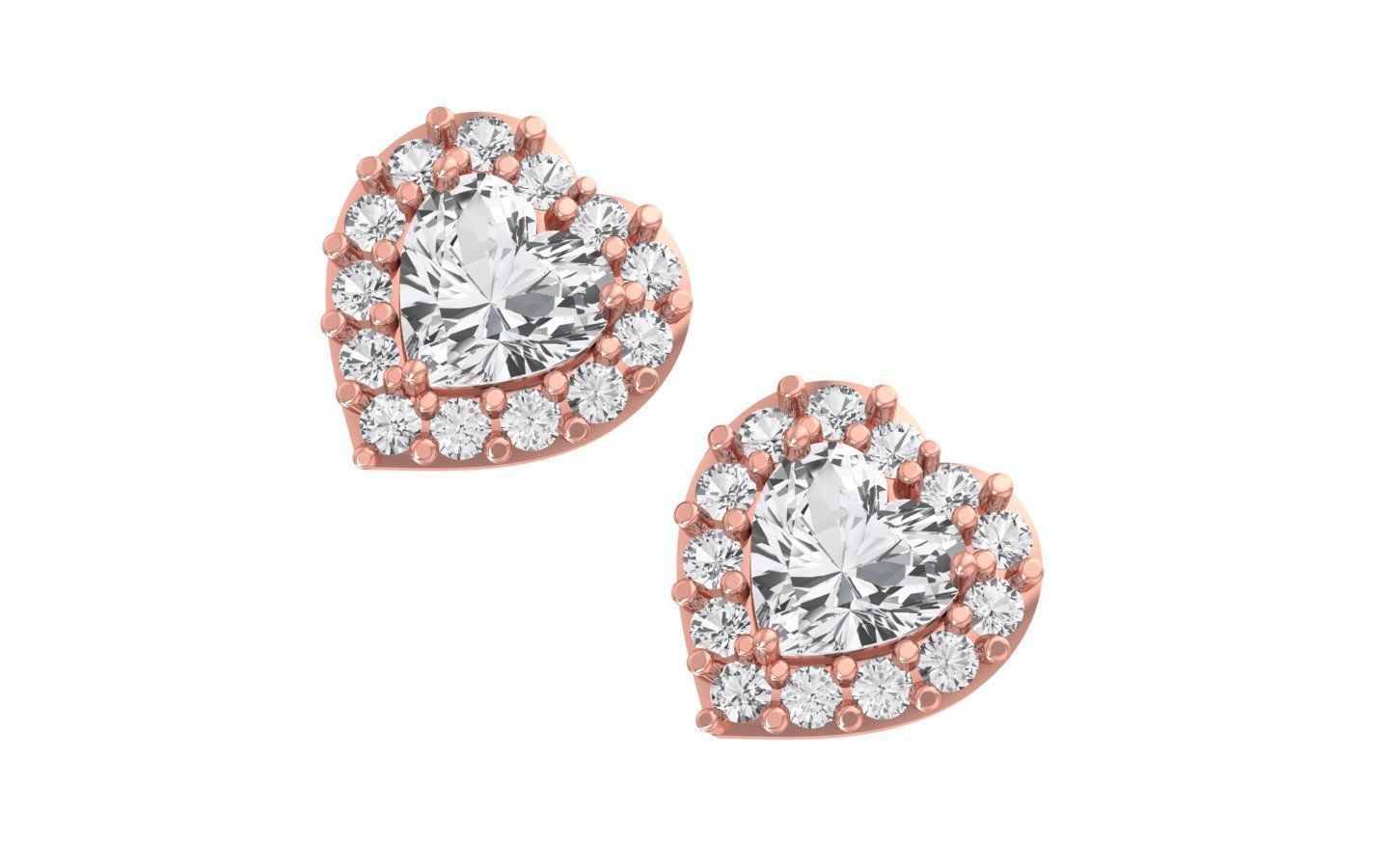 Women Heart Earrings 3dm STL OBJ FBX Renders Details 3D print model_2