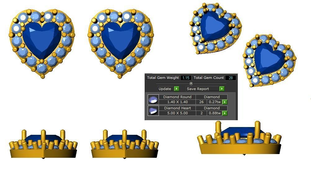 Women Heart Earrings 3dm STL OBJ FBX Renders Details 3D print model_3