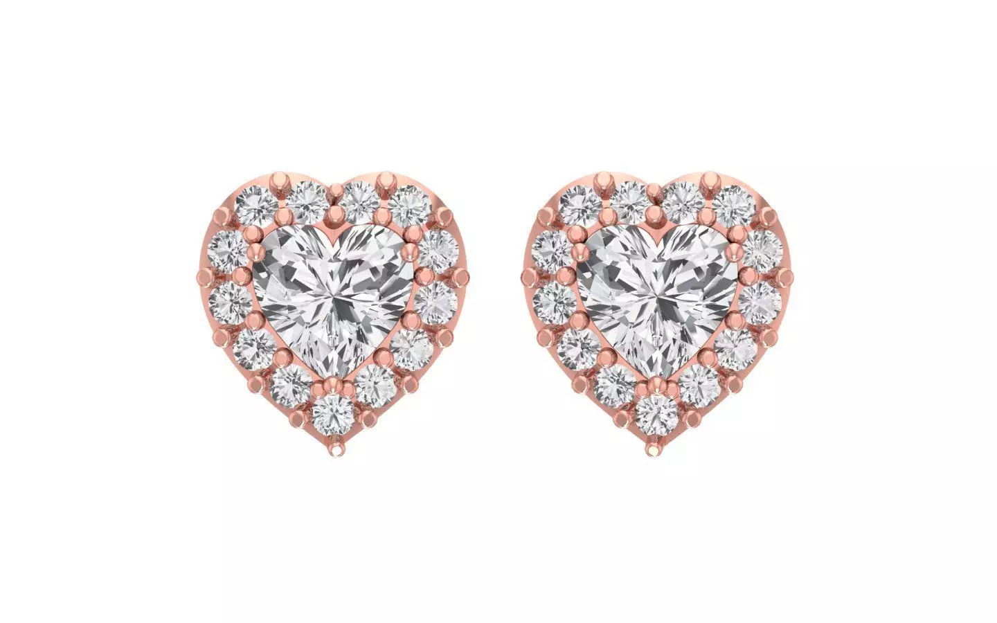 Women Heart Earrings 3dm STL OBJ FBX Renders Details 3D print model_0