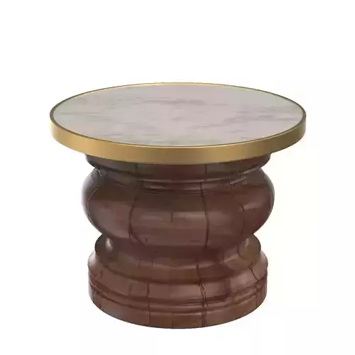 Carved Drum Side Table
