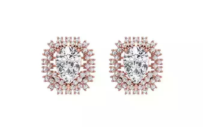 Women Stud Earrings 3dm STL OBJ FBX Renders Details