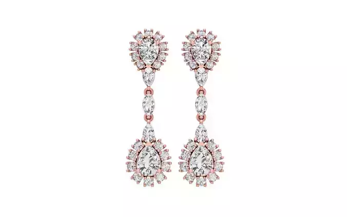 Women Drop  Earrings 3dm STL OBJ FBX Renders Details