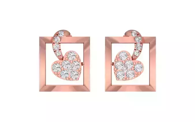 Women Heart Earrings 3dm STL OBJ FBX Renders Details 3D print model