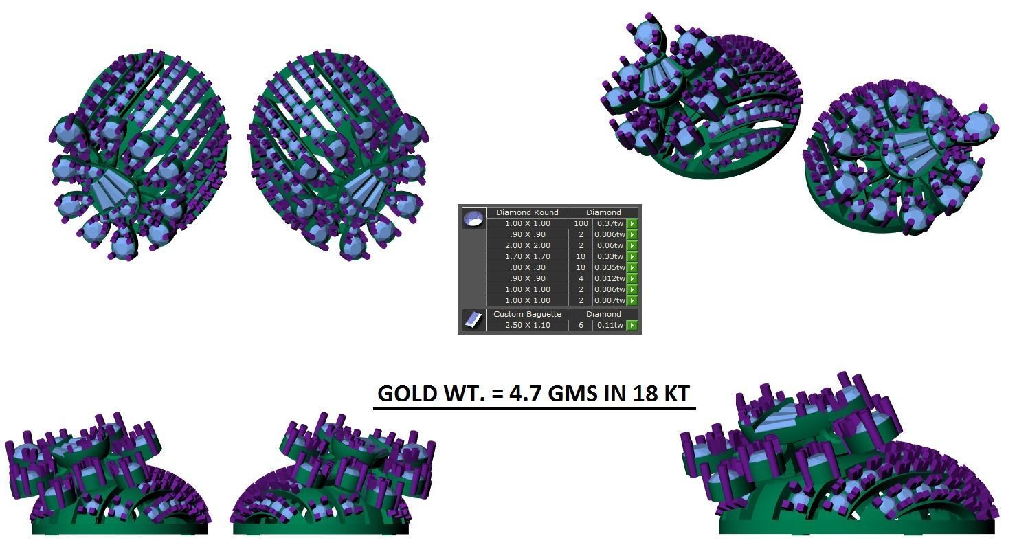 Women Earrings 3dm STL OBJ FBX Renders Details 3D print model_4