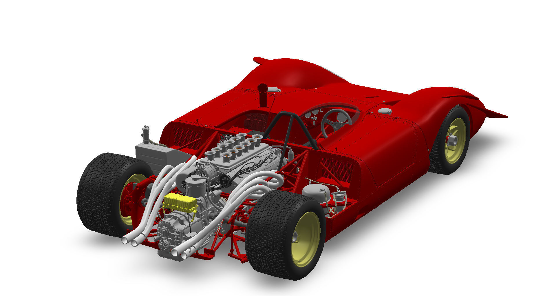 Ferrari 312 P Spyder Classic - Car Kit 3D print model_45